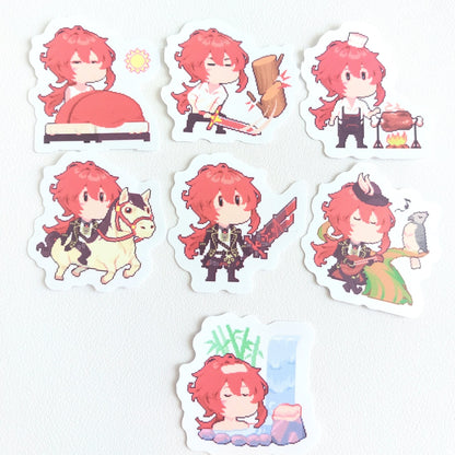 Diluc - Genshin Impact - Matte Vinyl Sticker - Tisoo Art Corner